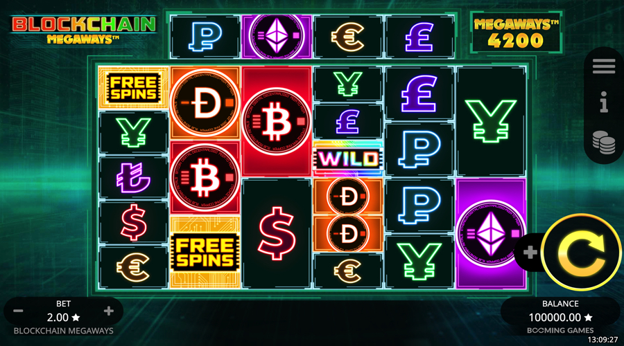 Blockchain Megaways slot demo by Booming Games