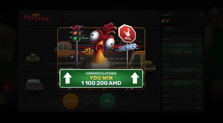 Chicken Crash demo win screen