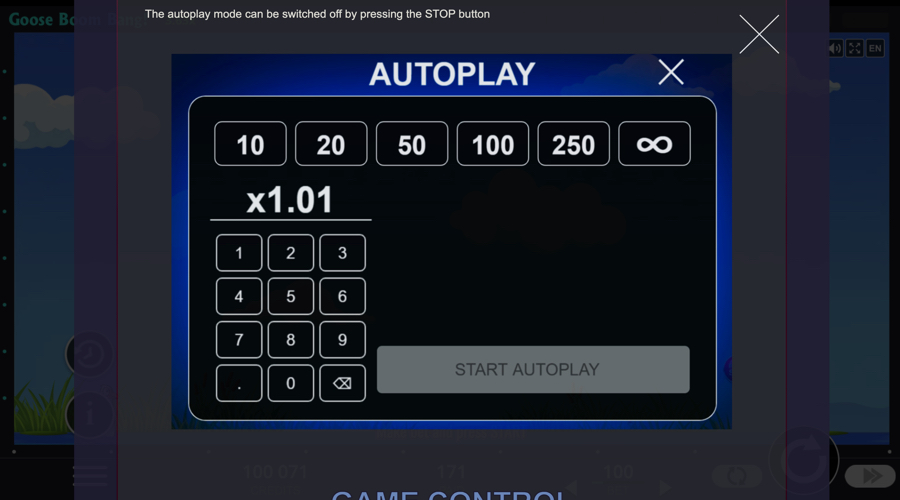 Goose Boom Bang crash game autoplay